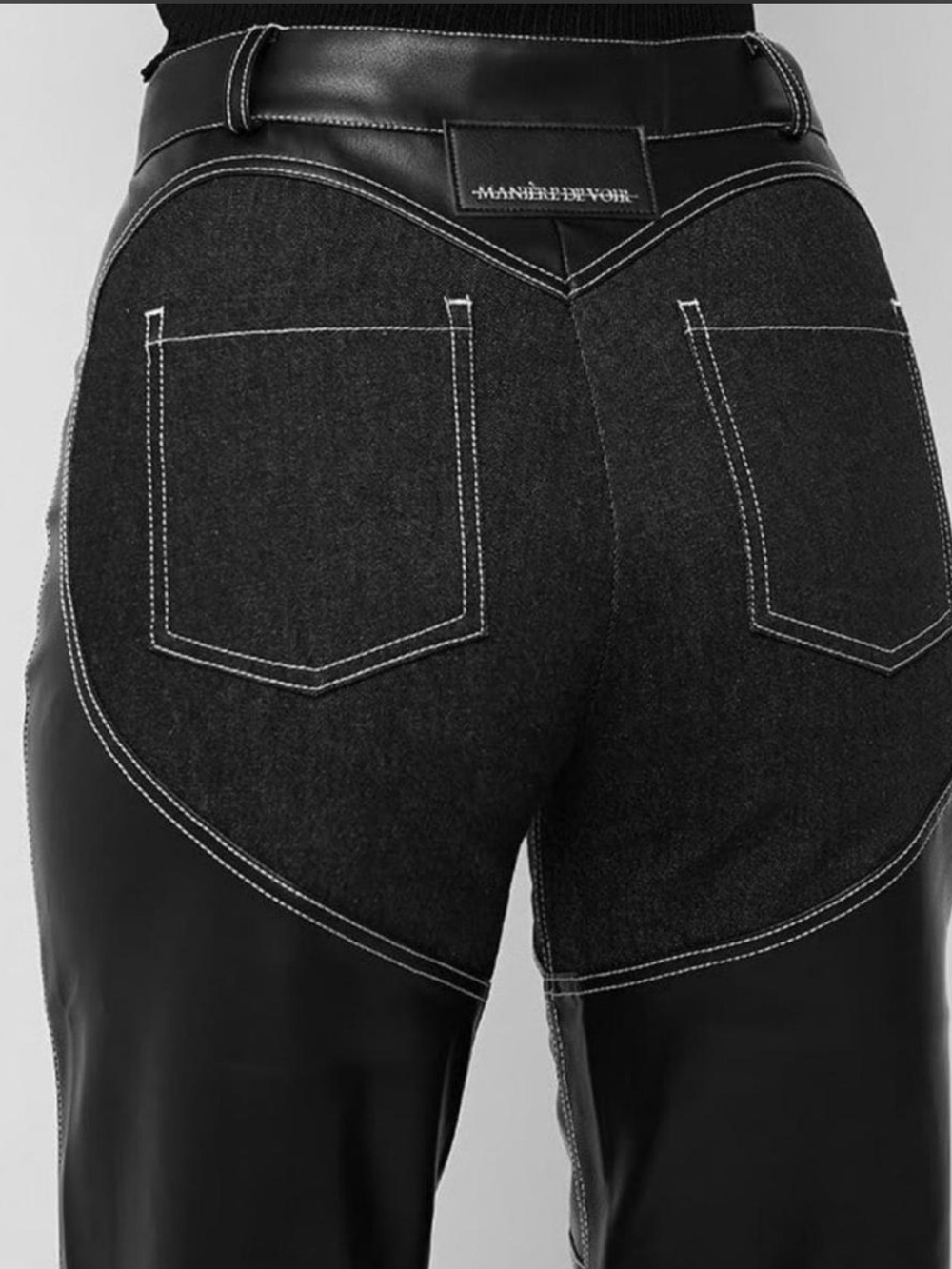 Manière de Voir Heart Vegan Leather and Denim
Trousers 
US 0 / UK 4